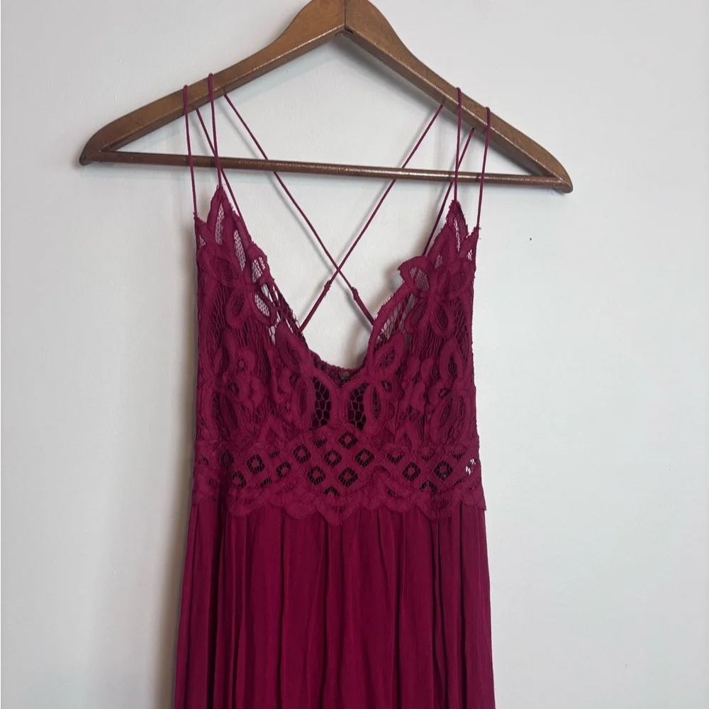 Free People FP ONE Deep Red Lace Adella Maxi Dress - Picture 4 of 9